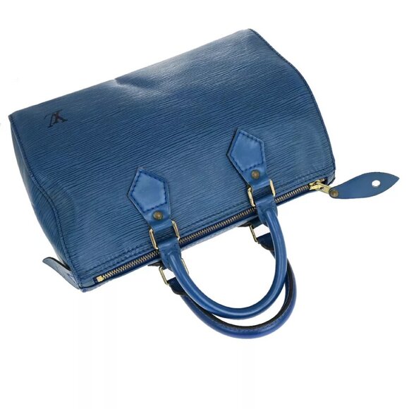 LOUIS VUITTON LV Logo Speedy 30 Travel Hand Bag Epi Leather Blue M43005 35SH811 - Picture 5 of 16